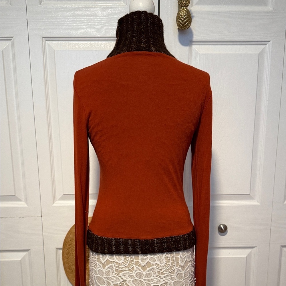 Dolce Gabbana Rust Long Sleeve Turtleneck Top M - Picture 5 of 13